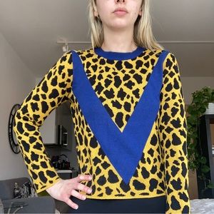 TOPSHOP Bright Gold Y2K Cheetah Print Sweater Sz 6/XS